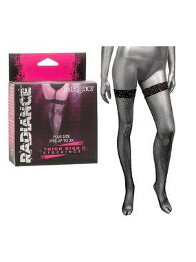 CalExotics Radiance Plus Size Thigh High Stockings with Sparkling Rhinestone Bli